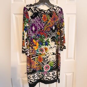 Ice Multicolor Floral and Geometric Dress